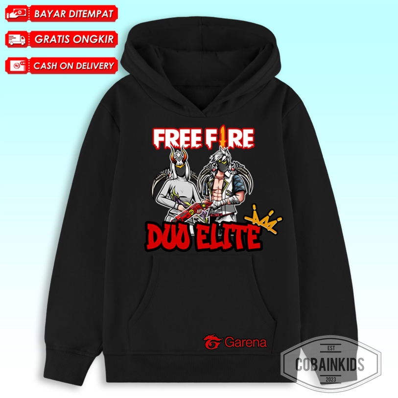 ( BISA COD ) Jaket Hoodie Anak FF FREE FIRE DUO ELITE SG 2JT Unisex  / Jaket Hoodie FF FREE FIRE  FA