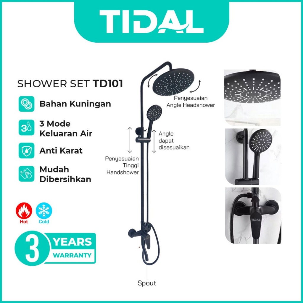 Paket Shower Tiang Set Mandi Lengkap Tidal TD101 Modern Minimalis