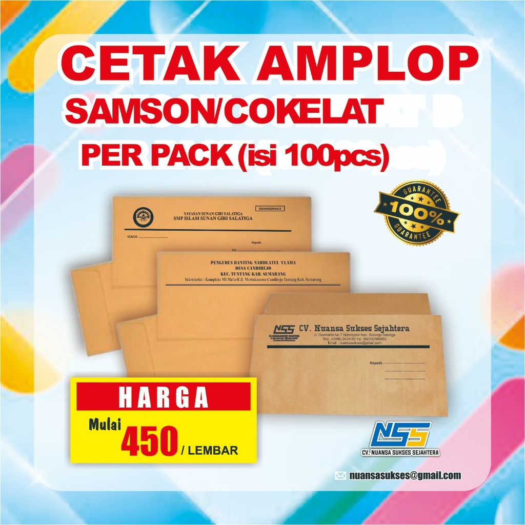 CETAK CUSTOM AMPLOP COKLAT SAMSON PERUSAHAAN, KANTOR, INSTANSI