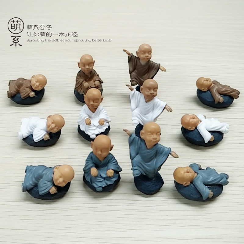 Mini Figure Little Shaolin (set isi 4) - Little Monk Miniatures Micro Landscape PVC Character Decora