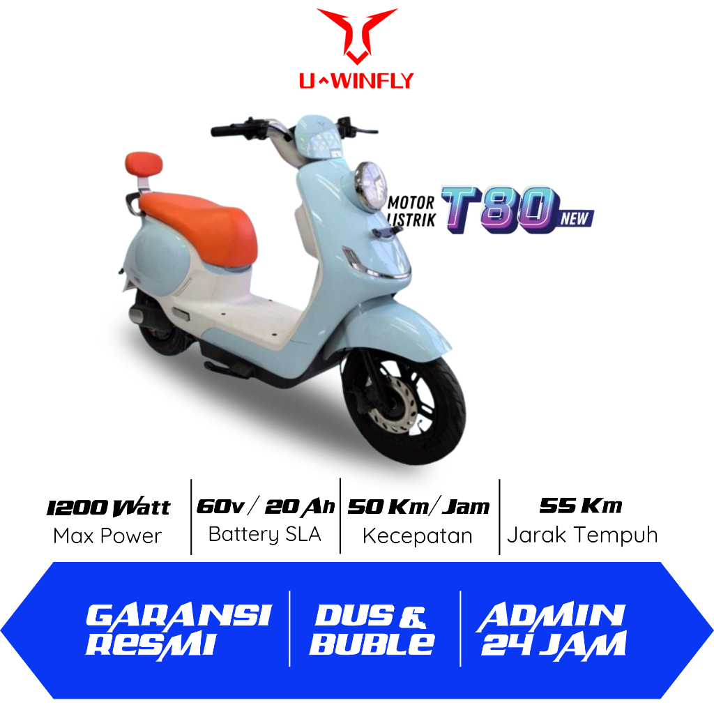 Motor Listrik Uwinfly T80 1200Watt FREE FAKTUR | 60v/20Ah Rem Cakram Sepedah U-winfly Garansi Resmi