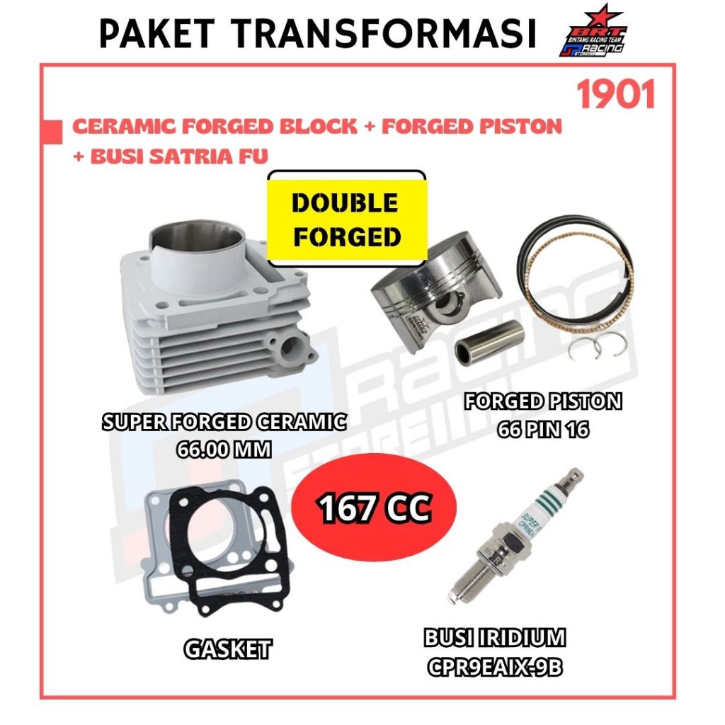 Paket Bore UP Satria FU - Block Ceramic - Piston - BRT Promo 1901