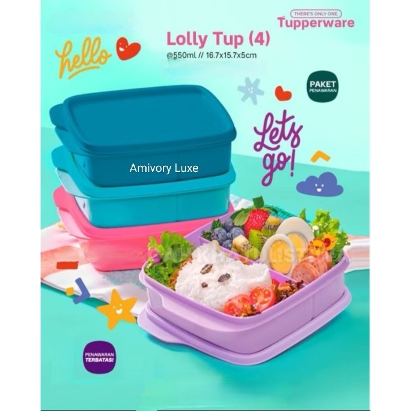 Loly Tupperware,wadah makan kotak Sekat Tupperware,kotak bekal Tupperware