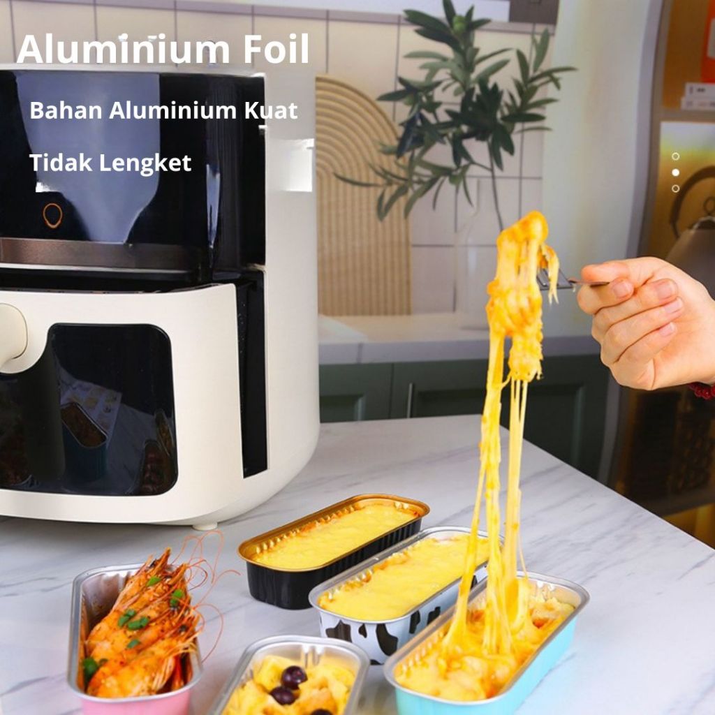 tyu 10 Pcs Tray Alumunium Foil Persegi Panjang + Tutupan Mika 200ml / Mika Dessert / Mika Aluminium