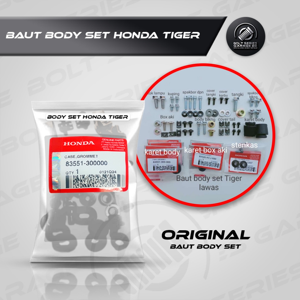 Baut Body Set Tiger Lawas Lama Set Karet Body & Bosh