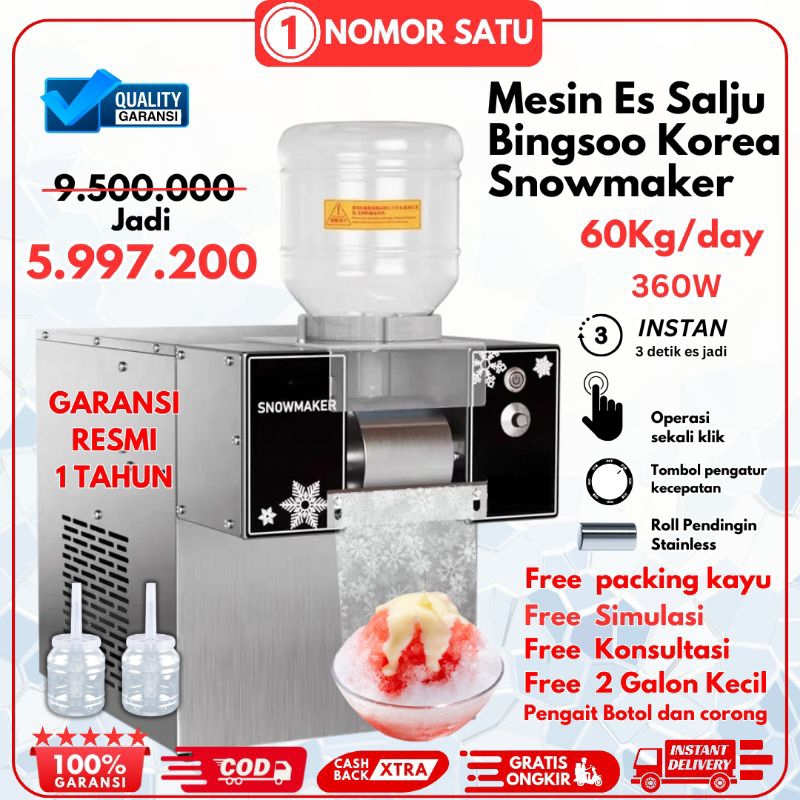 Mesin Es Bingsoo 360Watt Snowmaker 60kg/Day Es Salju Bingsu Korea Mesin ice Cream Es Serut