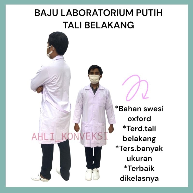 Baju Laboratorium Tali Belakang/Jas Laboratorium Tali Belakang/Baju Laboratorium Lengan Panjang/Baju