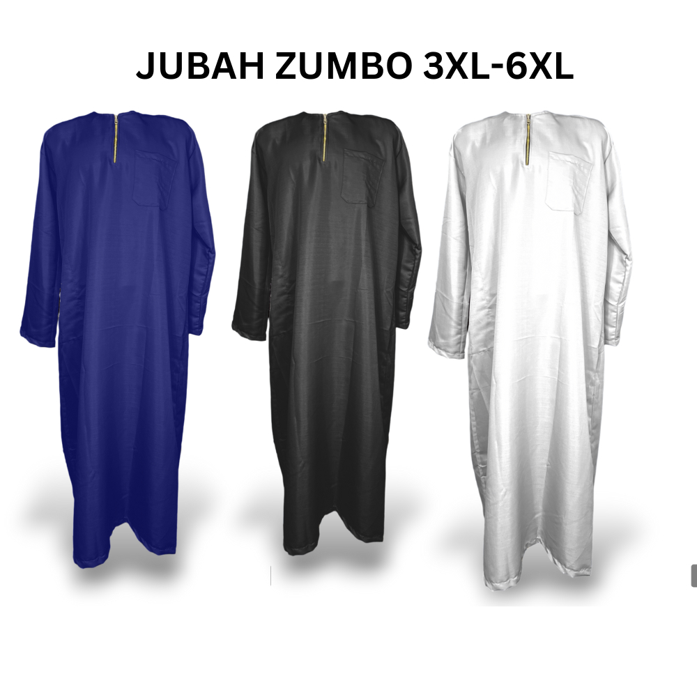 JUBAH JUMBO/ JUBAH BIGSIZE WARNA HITAM PUTIH ABU NAVY 3XL - 6XL