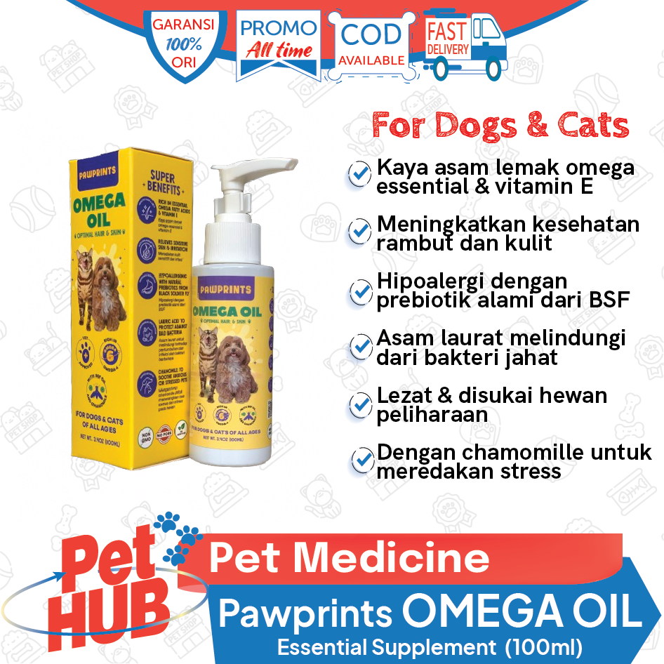 Minyak BSF Vitamin Suplemen untuk Kucing Anjing / PAWPRINTS Omega Oil 100 ml