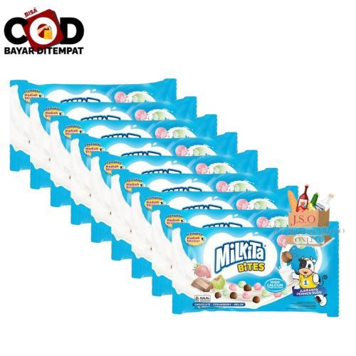 

[ JSO ] Milkita Bites Assorted Renceng Isi 10x8gr Permen Susu Lunak Aneka Rasa Coklat Strawberry Melon Snack Cemilan Anak Murah Halal