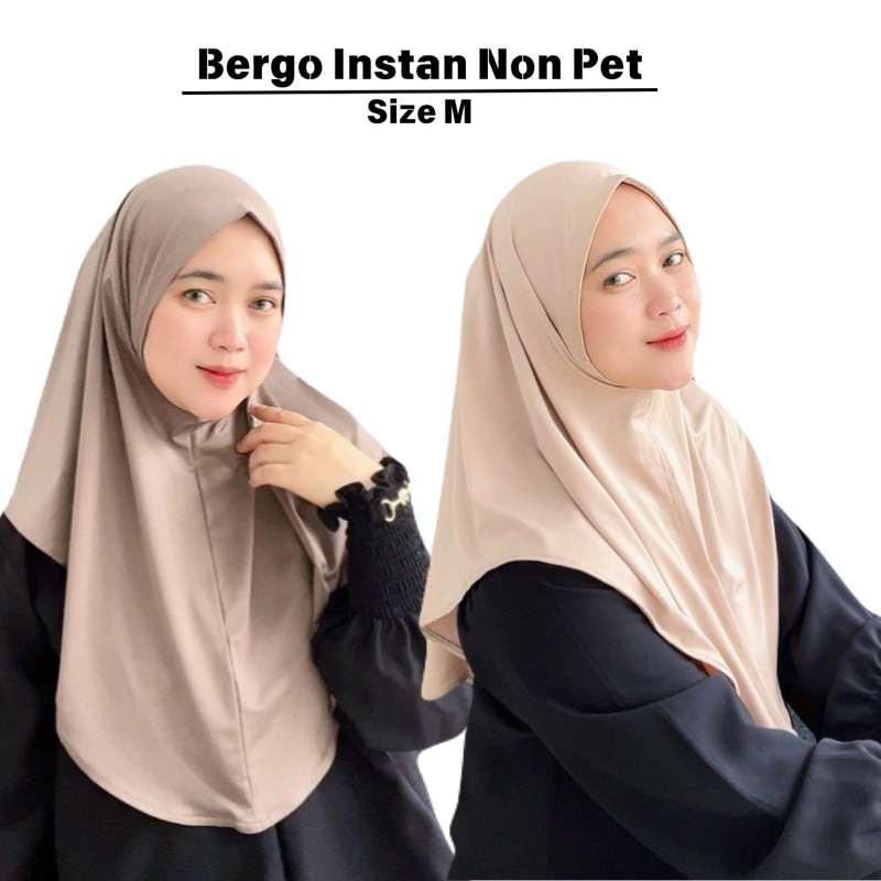 Hijab Bergo Instan Non Pet Size M Bahan Jersey