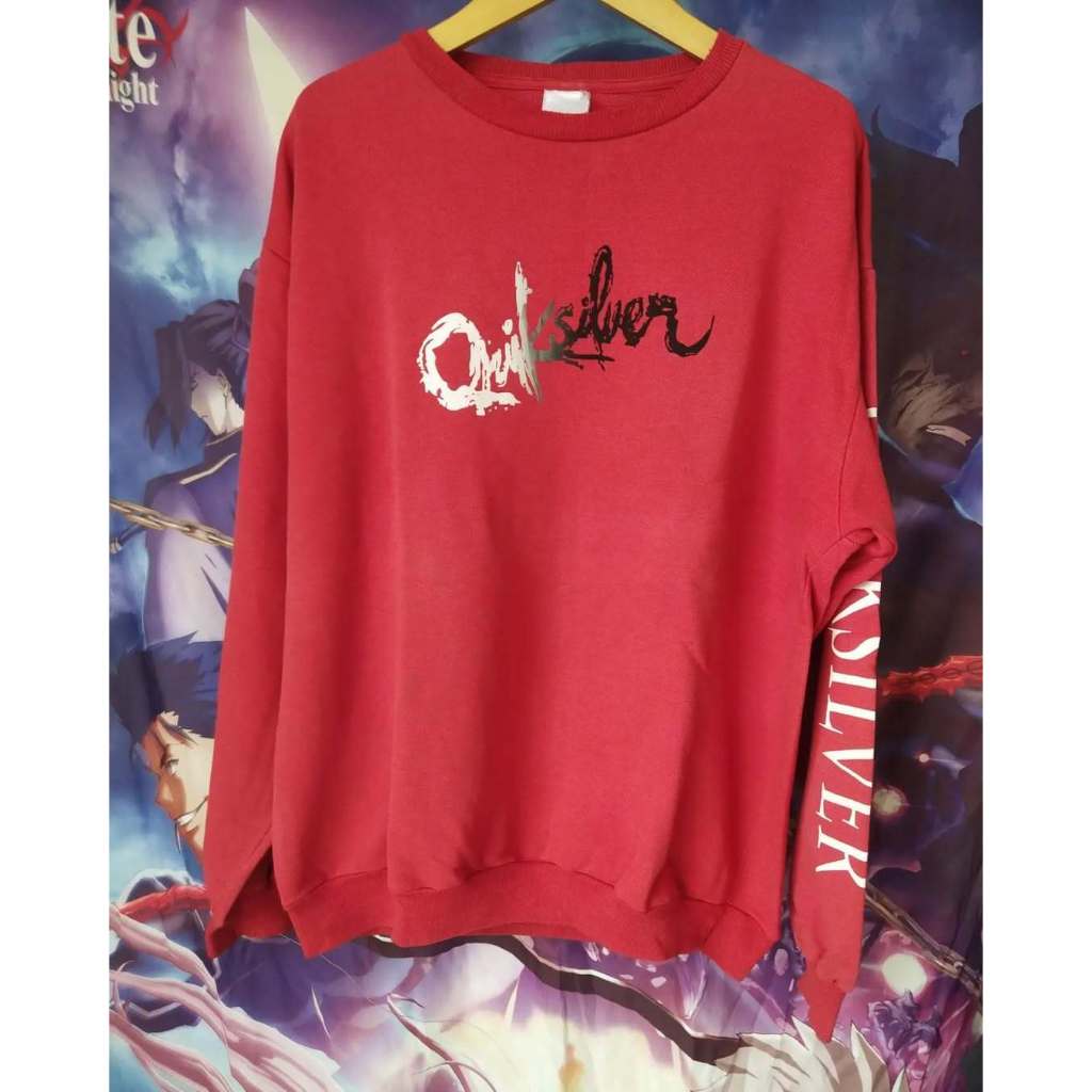 Vintage Quiksilver Spellout Red Crewneck Sweater Jaket Sweater Original Second Merch Japan Korea Bra