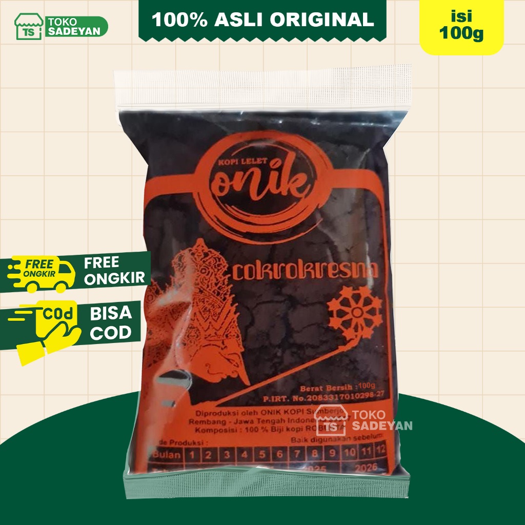 

Kopi Lelet Onik Cokro Kresno 100 Gram Lasem Rembang Original