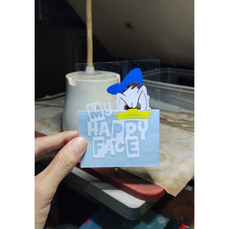 

stiker Donald duck happy face sticker cutting