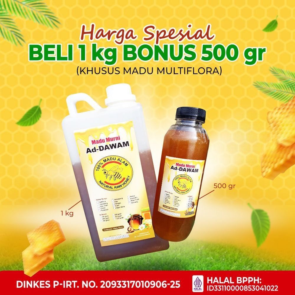 

PROMO MADU MURNI AD DAWAM BELI 1KG GRATIS 0,5KG