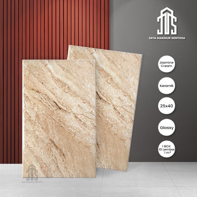Keramik Dinding Glossy Jasmine Biege 25x40