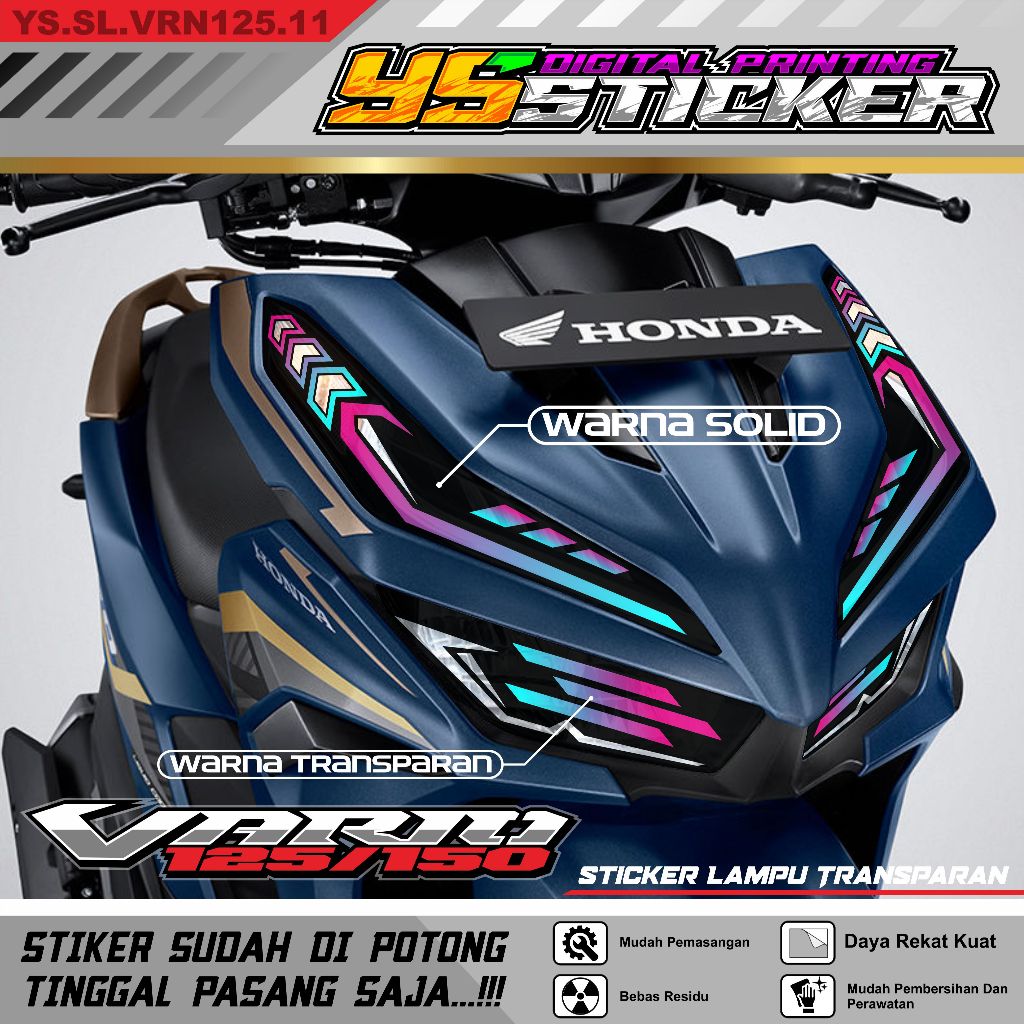 STIKER Alis lampu VARIO NEW 125, 150 GEN 1 & GEN 2 - variasi stiker custom alis uvtransparan terbaru