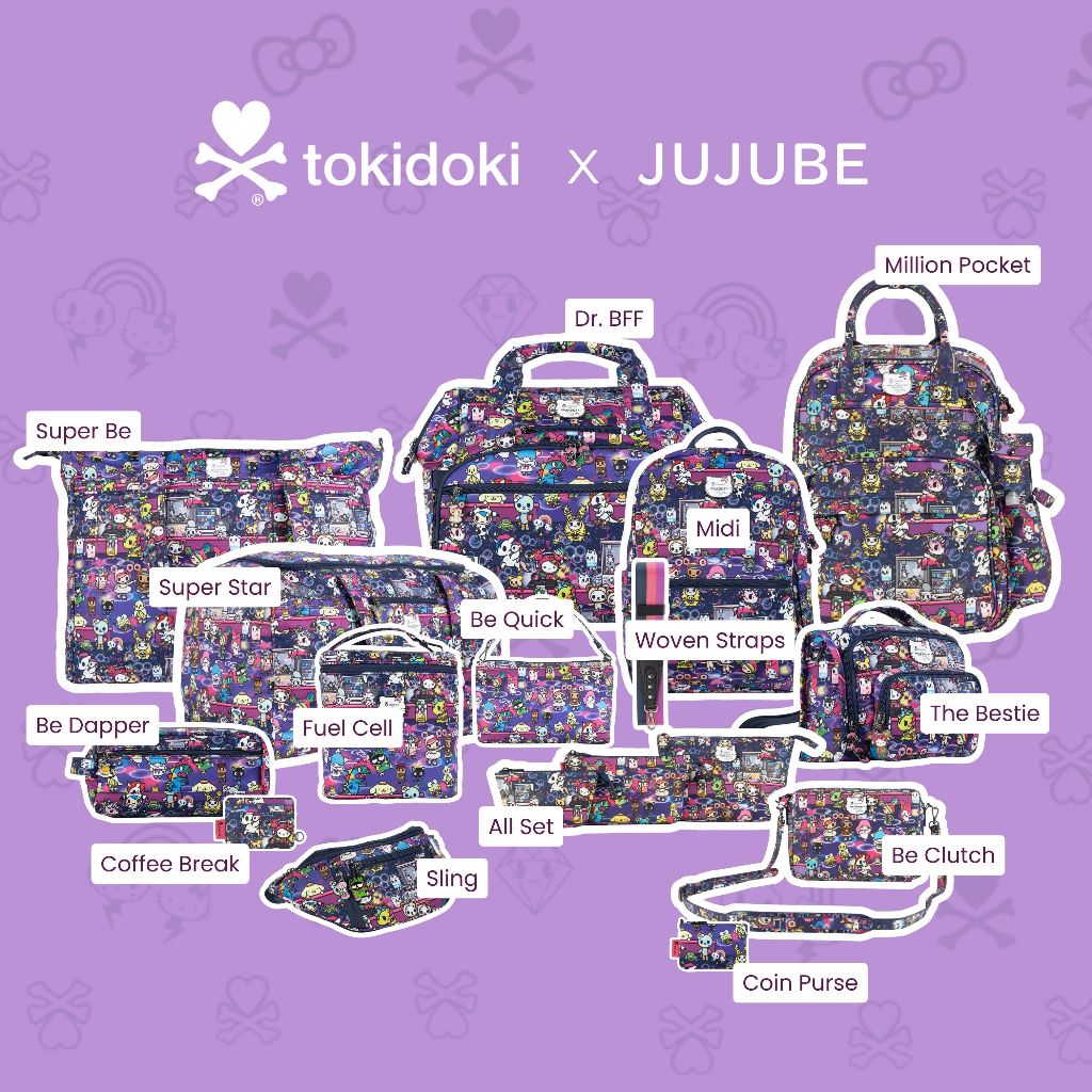 Jujube Tokidoki x Sanrio - Roller Disco Dreaming Collection - Tas Popok Perlengkapan Bayi Multifungs
