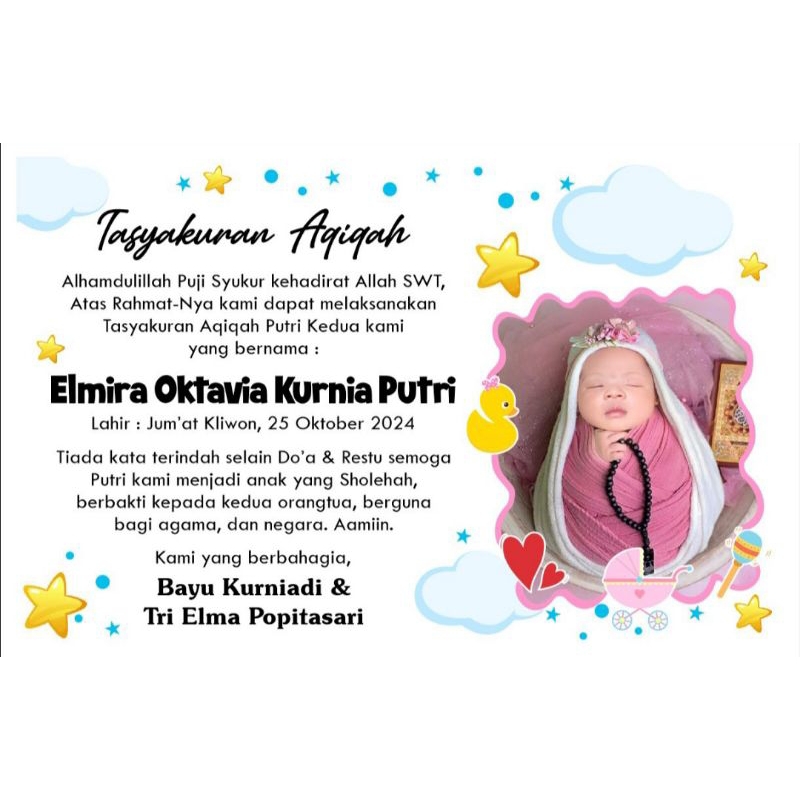 Kartu Ucapan kelahiran anak | Kartu Ucapan Aqiqah | Kartu Selapan Anak | Tiga bulanan anak | Pitonan