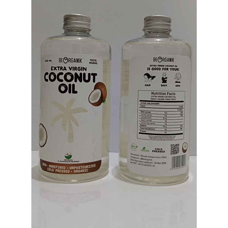 

Be Organik Extra Virgin Coconut Oil 500 ml cold pressed Organic EVCO Minyak Kelapa Murni Organik (bisa untuk detox)
