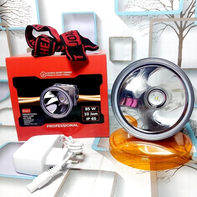 Promo Senter Kepala LED Aoki AK-H085 85Watt | Professional Headlamp AOKI AK H085 Cahaya Putih dan Ku