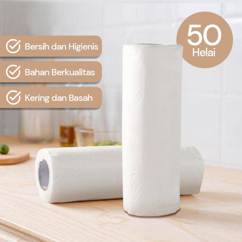 Tisu Kertas Disposable Paper Towel 1 Roll (50 Helai) - Tisu Serbaguna - Tisu Gulung