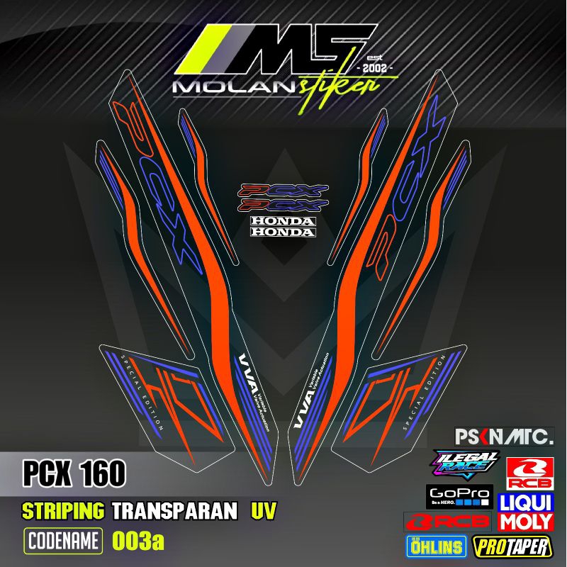 Decal Sticker Striping Variasi Transparan Uv PCX 160 Honda PCX 160 2022-2025 All New PCX 160 CBS Pcx