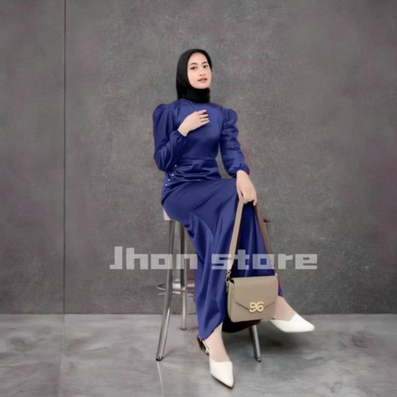 TERBARU Dress Satin Silk Kondangan  Dress Satin Silk Premium Gamis Dress Kondangan Wanita  Kekinian