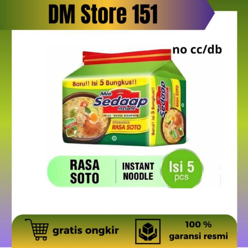 

Sedaap Mie Instant Kuah Rasa Soto Kemasan Bag isi 5
