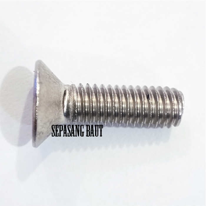 M12 x 30 Baut Countersunk L Verseng Stainless 304 M12x30