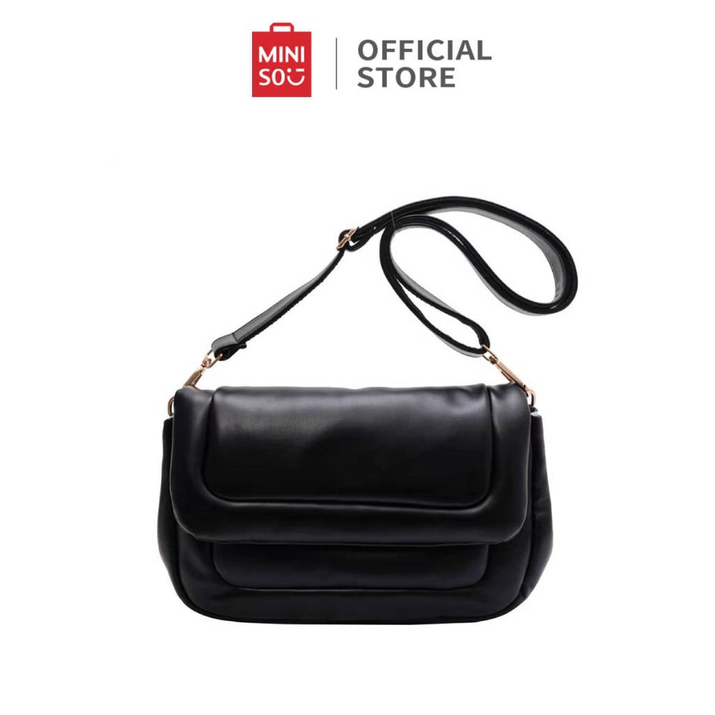 Miniso Tas Selempang Crossbody Bag Tas Wanita Soft Feel Soft Sponge Feel PU Leather Flap Crossbody B