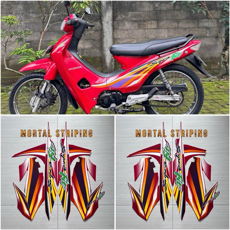 STIKER STRIPING LIS BODY HONDA SUPRA FIT LAMA 2003 2004 MERAH