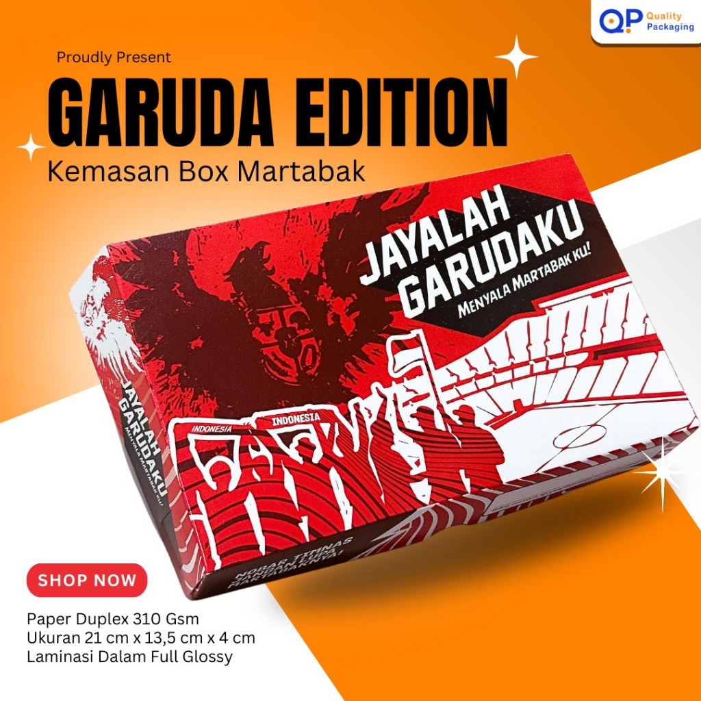 

[ISI 50 PCS] Dus Martabak Full Desain + Laminasi / Box Martabak Telor Martabak Manis / GARUDA EDITION Box Martabak Timnas Ukuran 21x13,5x4 cm