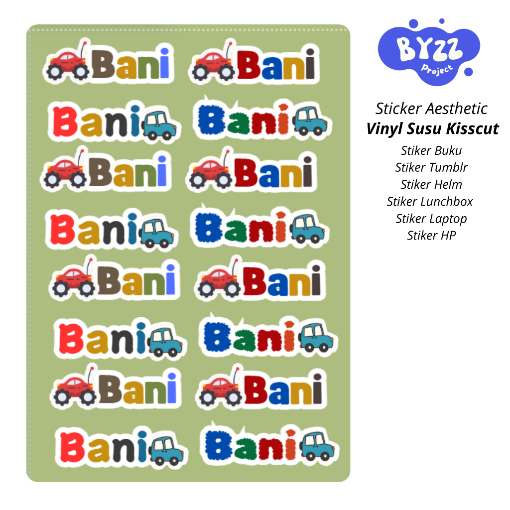 

BYZZ Stiker Aesthetic Vinyl Susu Kisscut Nama panggilan anak