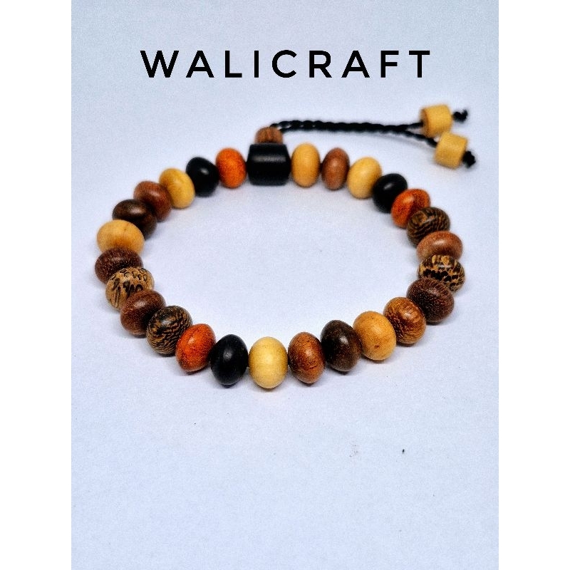 Gelang Tangan Kayu Kombinasi Motif Mentos / Gelang Kayu Kombinasi
