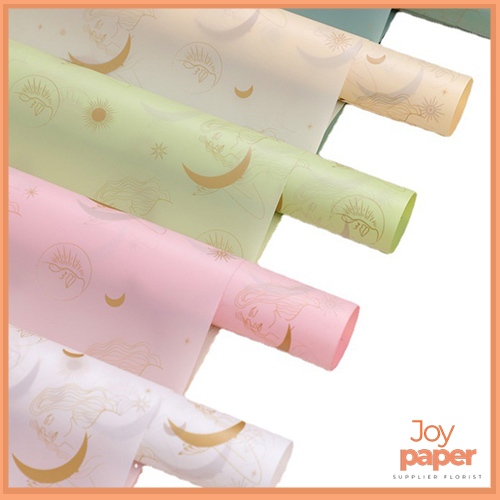 

20 Lembar Flower wrapping motif bulan cellophane waterproof kertas buket bunga KB6095