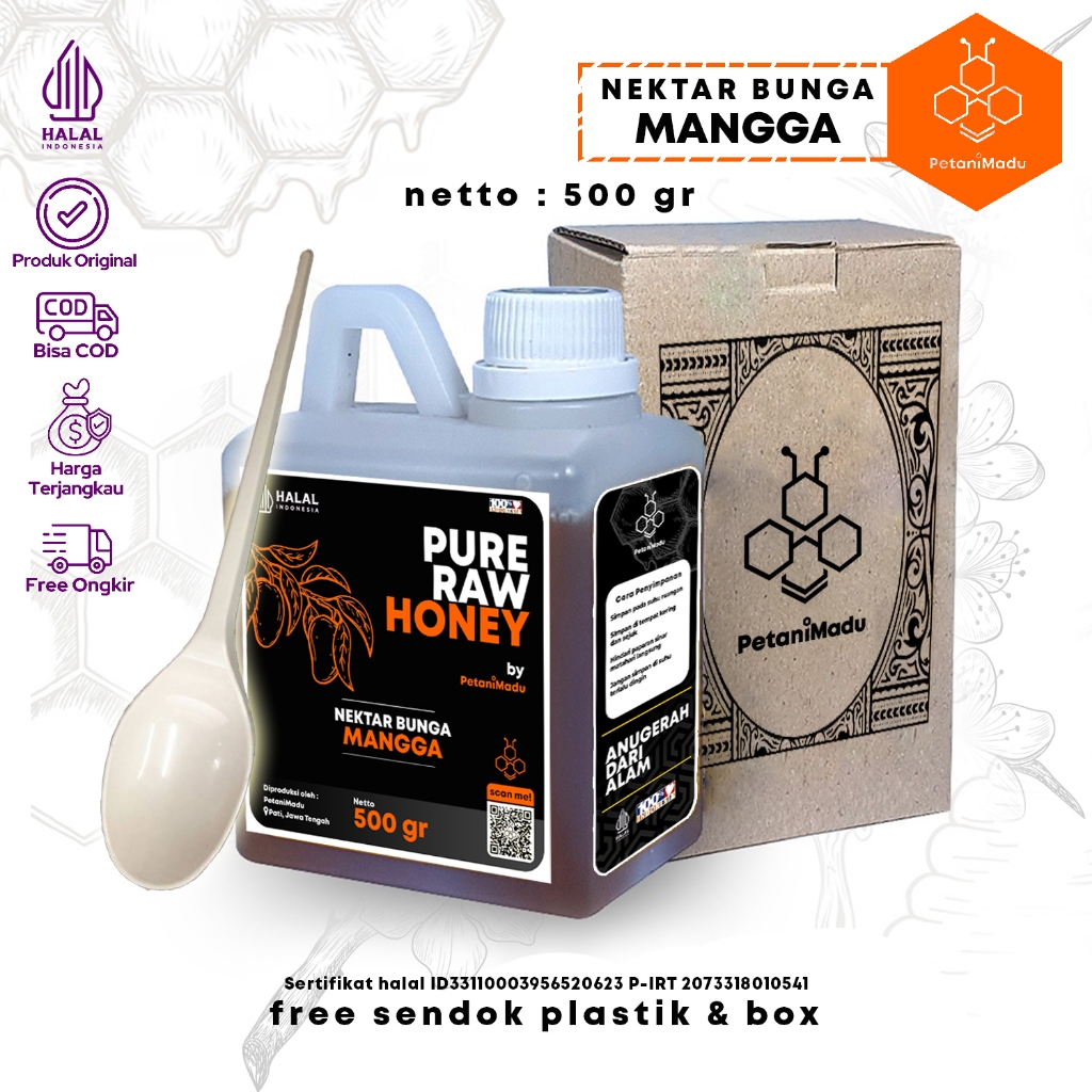

500 Gr | Madu Murni Asli Nektar Mangga 100% Original Pure Raw Honey