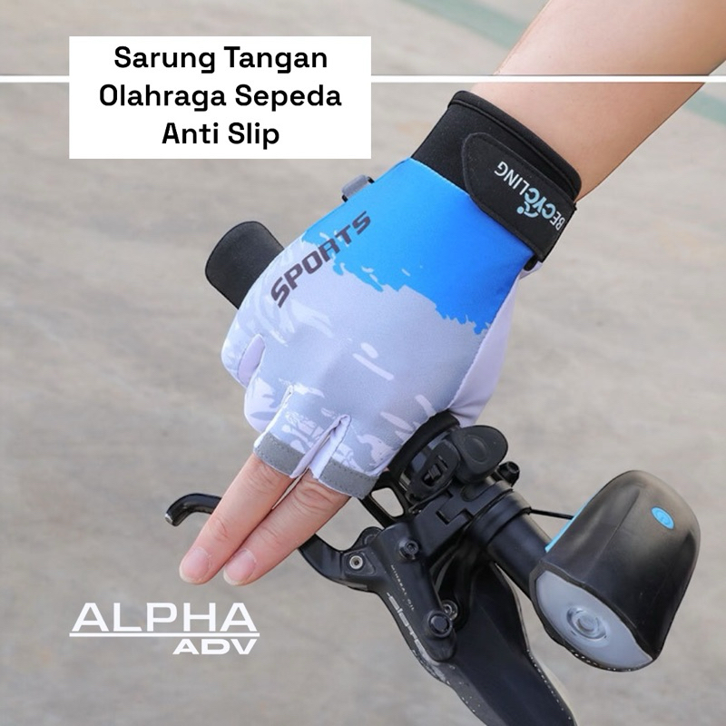 ALPHA ADV Sarung Tangan Olahraga Sepeda Mancing Anti Slip Tahan Air Cepat Kering