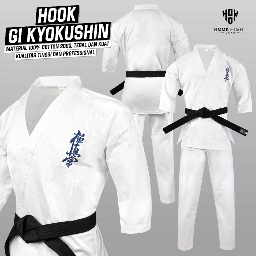 Gi Kyokushin Hook Basic Seragam kyokushin Baju Karate Dewasa Kyokushin Tebal