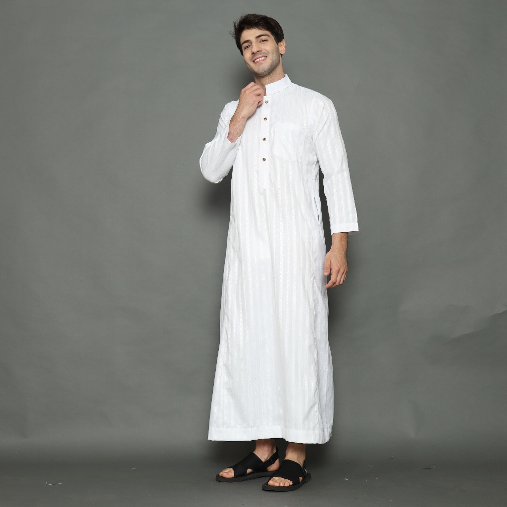 Jubah Pria Gamis Pria Muslim Thobe Motif Salur