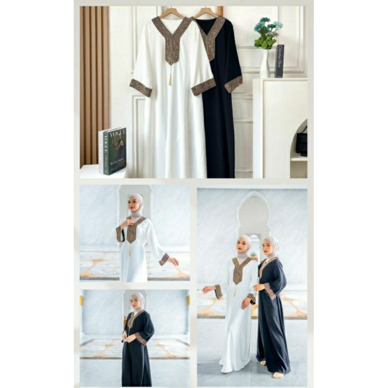 Ready gamis Humaira Abaya hitam putih