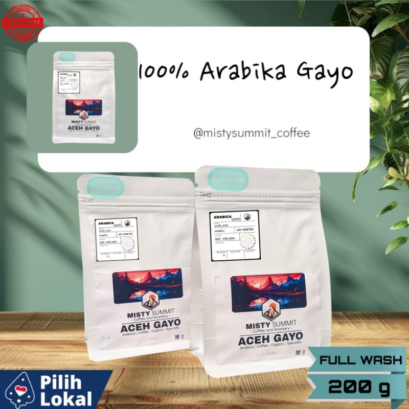 

Kopi Arabika Aceh Gayo Full Wash 200g (bubuk) Misty Summit Premium Coffee