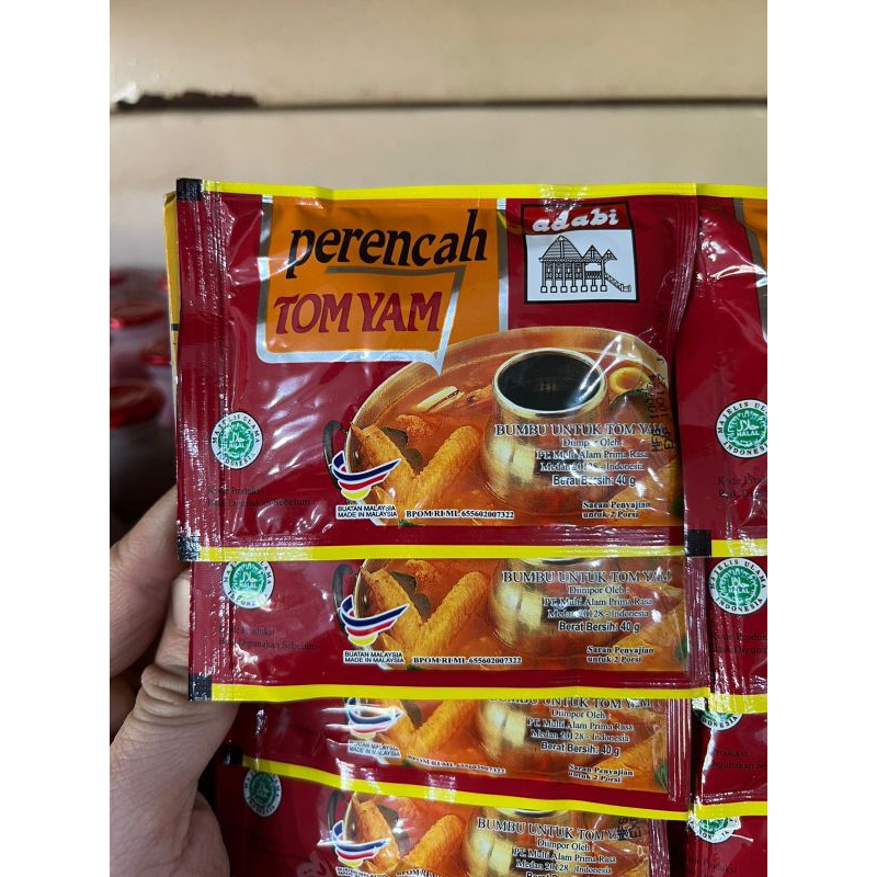 

PERENCAH ADABI TOMYAM MALAYSIA 40 GR - BUMBU TOMYAM MALAYSIA - KALDU TOMYAM MALAYSIA - BUMBU TOMYAM LEMAK