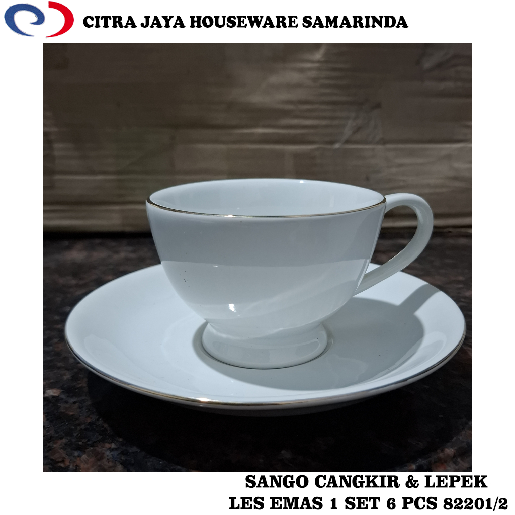 Cangkir & Lepek Keramik Les Emas SANGO 82201/2 (PERKOTAK ISI 6 PCS)
