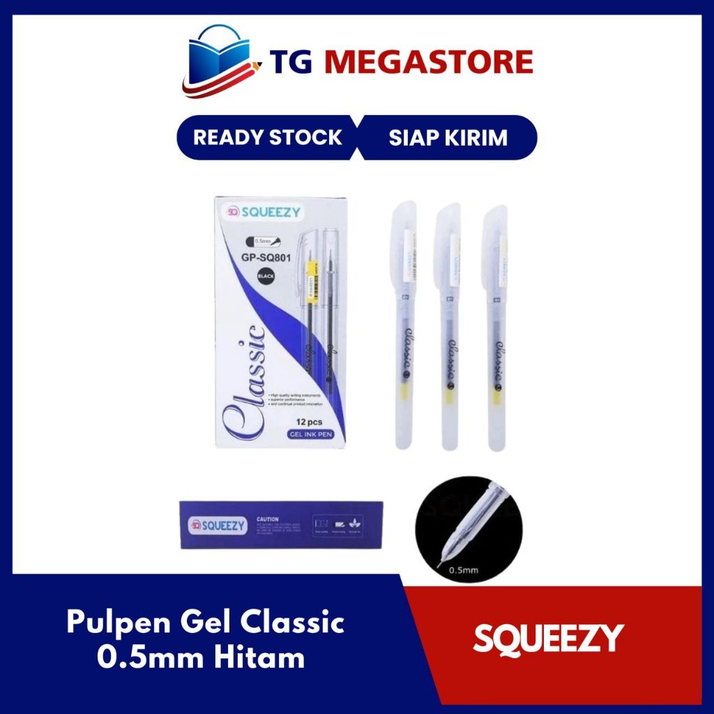 

Pulpen Gel Squeezy Classic 0.5mm Hitam GP-SQ801 Satuan