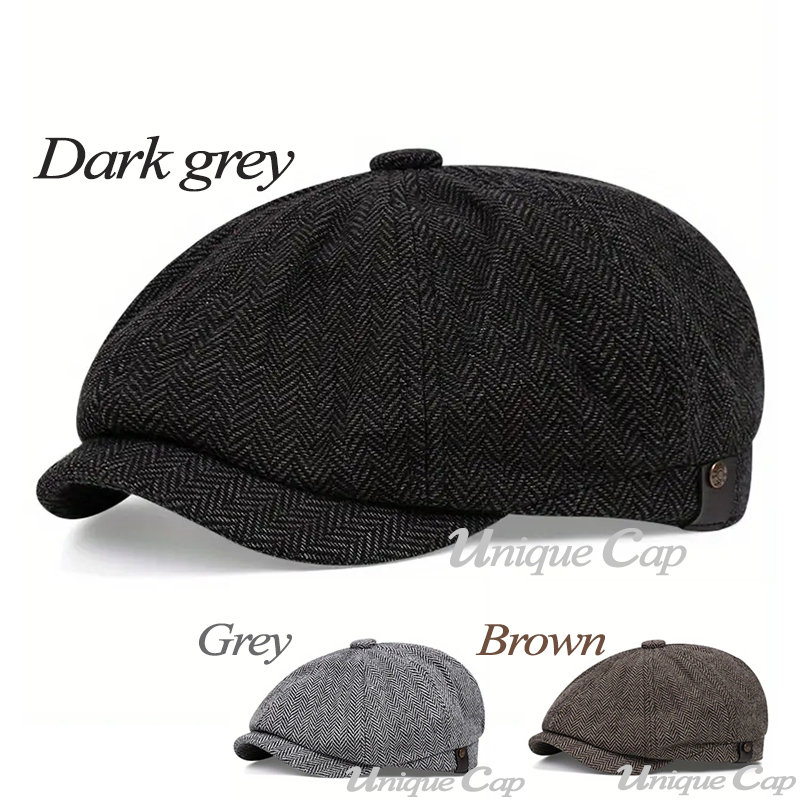 Topi Koran Retro Newsboy Cap Outdoor Hat Kasual Topi Baret Retro Luar Ruangan Kasual Topi Datar