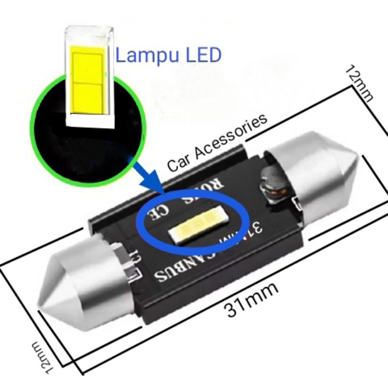 lampu plafon kabin mobil Rush Terios Agya Ayla Sigra.LED ukuran 31mm 12V