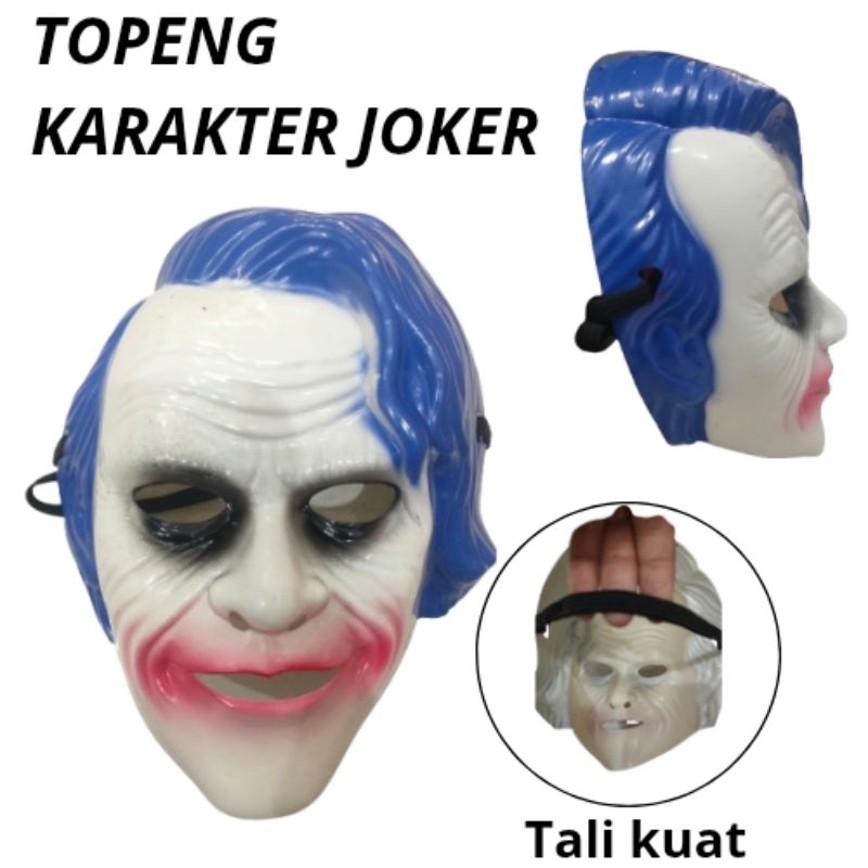 Topeng Joker Karakter Mirip Asli bahan plastik dan karet tebal