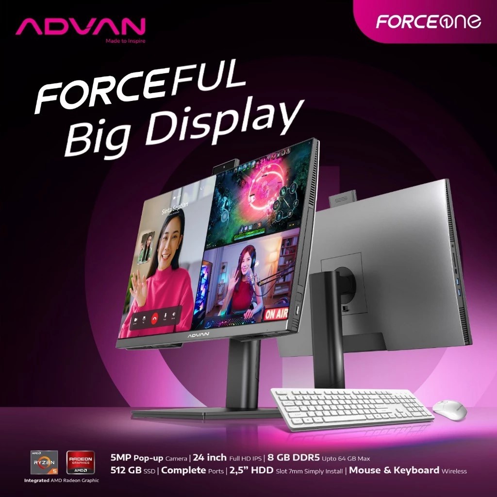 ADVAN AIO FORCE ONE A24A R56S1 RYZEN 5 6600U 8GB 512GB RADEON 660M W11 23.8FHD 1Y GRY