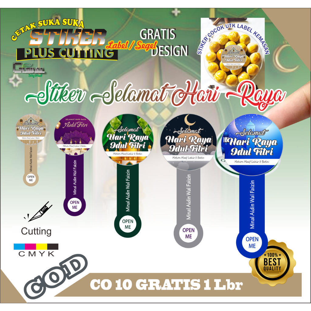 

Sticker Bulat Idul Fitri Sticker Lebaran Ramadan Cookies, Stiker Pita